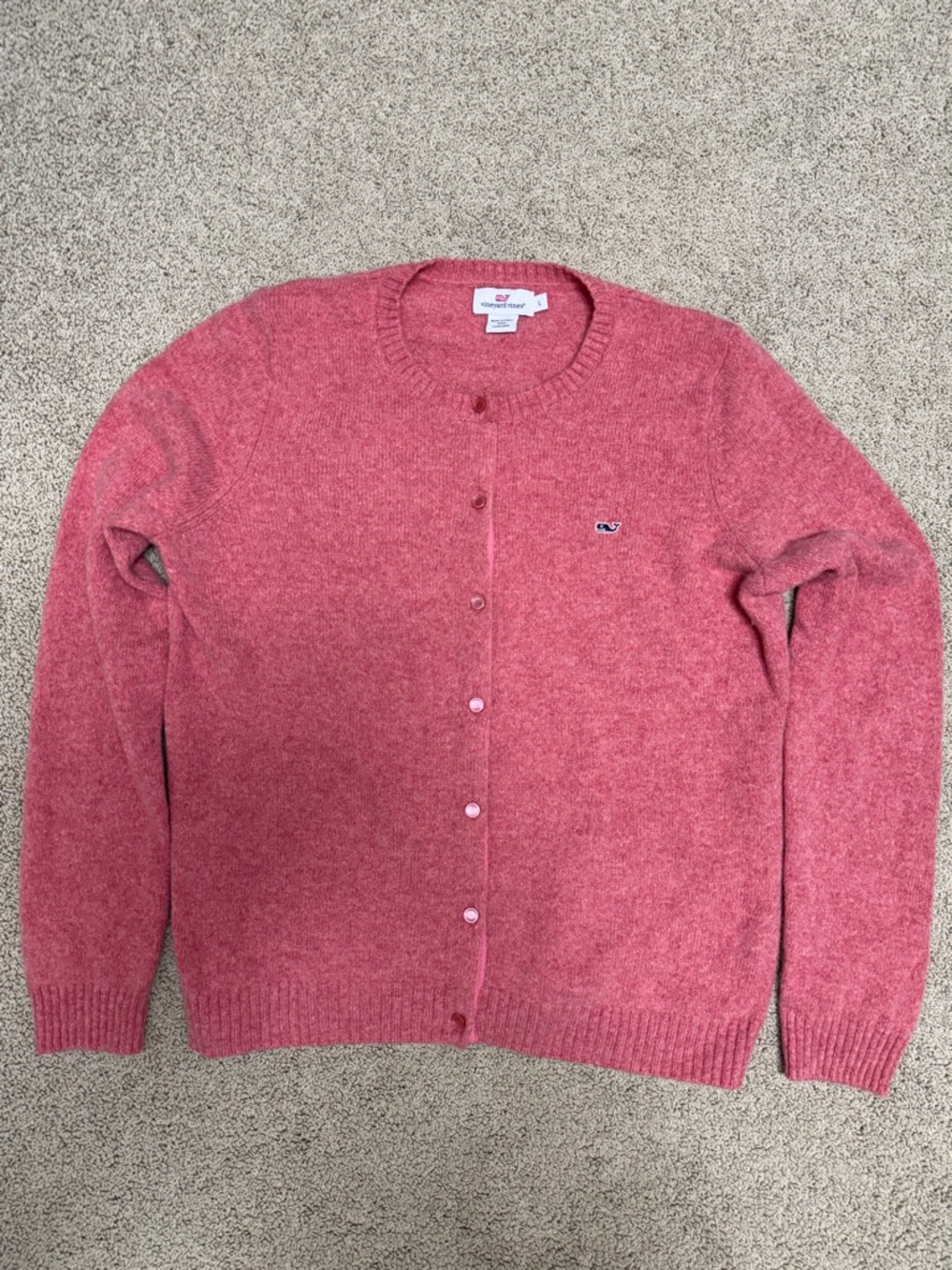 Vineyard Vines Rose Pink Button-Up Crew Cardigan